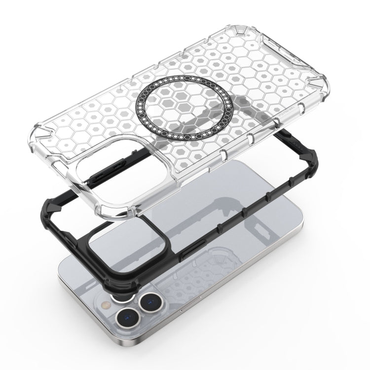 For iPhone 13 Pro Max Honeycomb Magnetic Ring Shockproof Phone Case