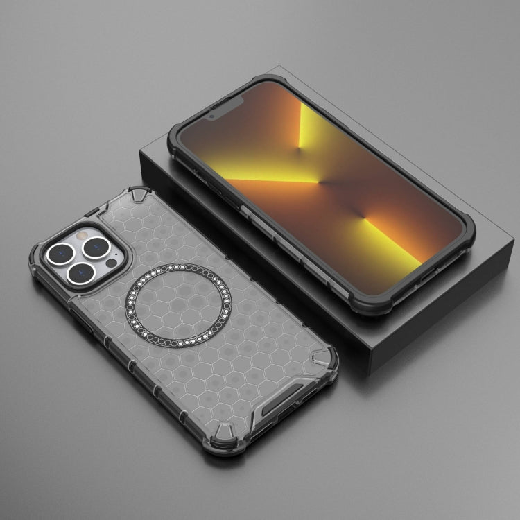 For iPhone 13 Pro Max Honeycomb Magnetic Ring Shockproof Phone Case