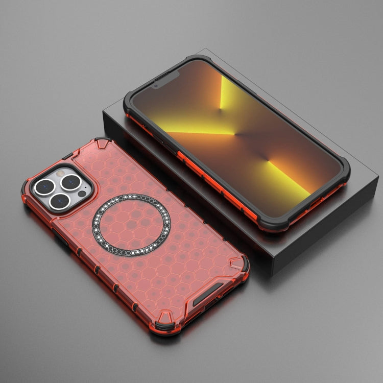 For iPhone 13 Pro Max Honeycomb Magnetic Ring Shockproof Phone Case