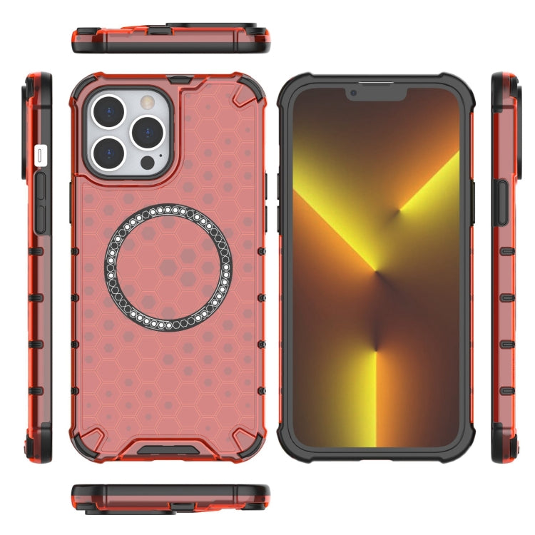 For iPhone 13 Pro Max Honeycomb Magnetic Ring Shockproof Phone Case