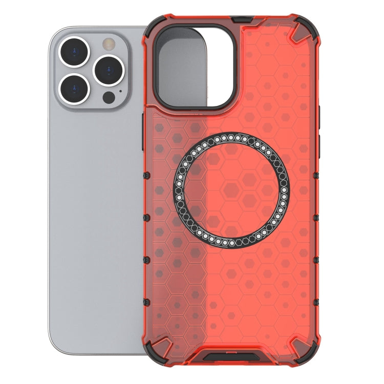 For iPhone 13 Pro Max Honeycomb Magnetic Ring Shockproof Phone Case