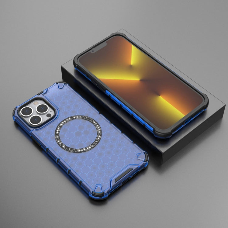 For iPhone 13 Pro Max Honeycomb Magnetic Ring Shockproof Phone Case