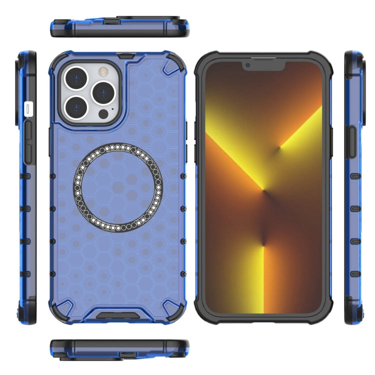 For iPhone 13 Pro Max Honeycomb Magnetic Ring Shockproof Phone Case
