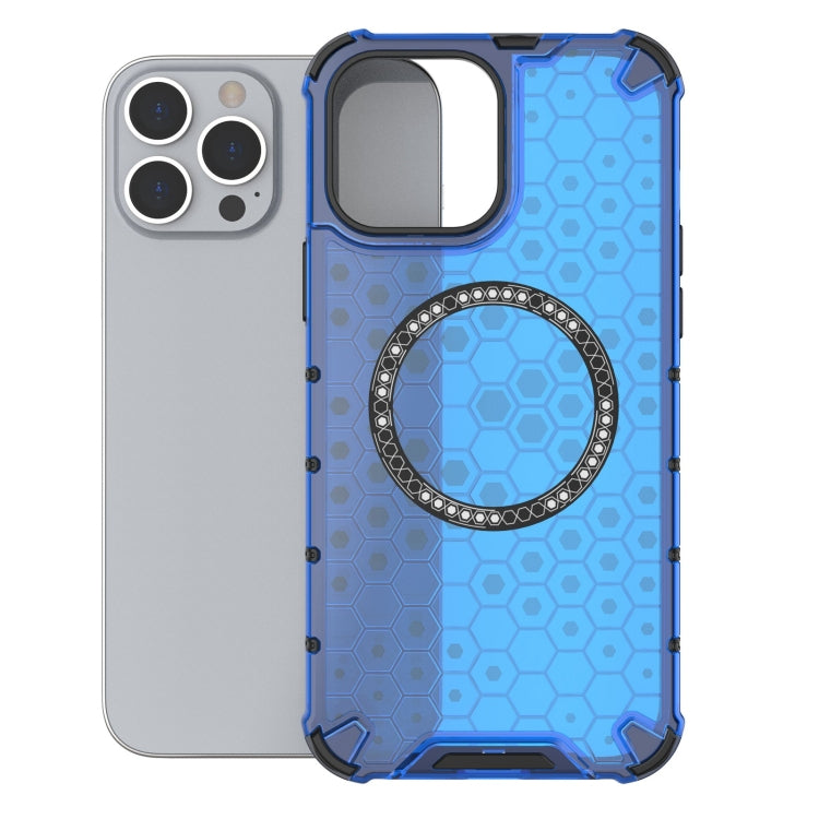 For iPhone 13 Pro Max Honeycomb Magnetic Ring Shockproof Phone Case