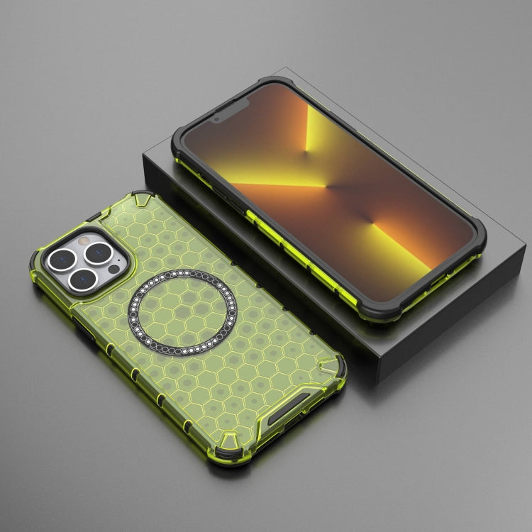 For iPhone 13 Pro Max Honeycomb Magnetic Ring Shockproof Phone Case