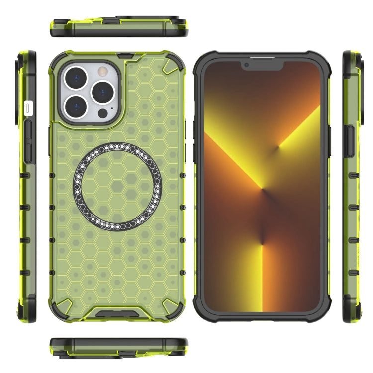 For iPhone 13 Pro Max Honeycomb Magnetic Ring Shockproof Phone Case