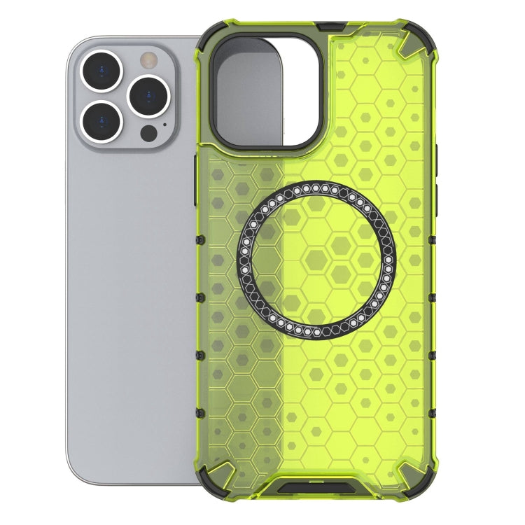 For iPhone 13 Pro Max Honeycomb Magnetic Ring Shockproof Phone Case