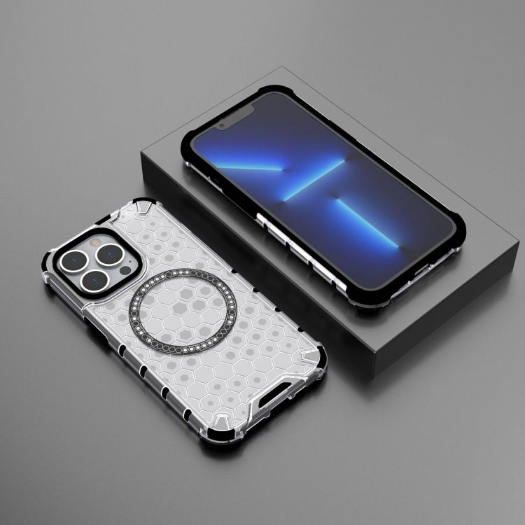 For iPhone 13 Pro Honeycomb Magnetic Ring Shockproof Phone Case