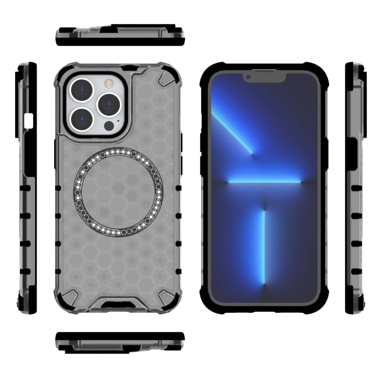 For iPhone 13 Pro Honeycomb Magnetic Ring Shockproof Phone Case