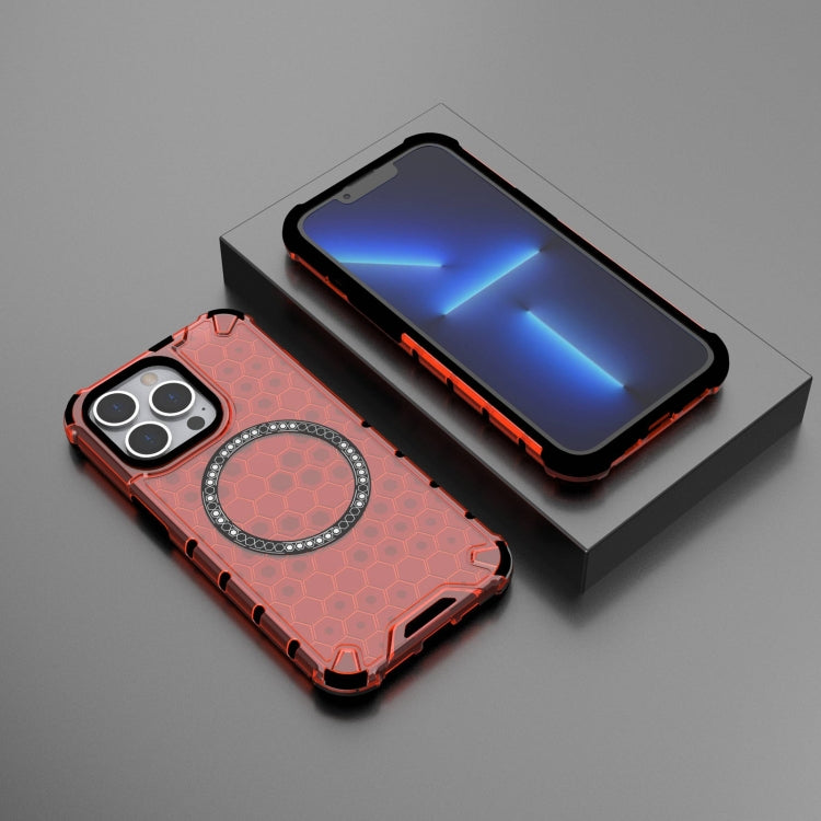 For iPhone 13 Pro Honeycomb Magnetic Ring Shockproof Phone Case