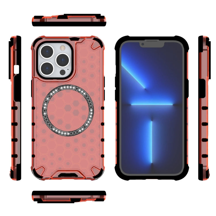 For iPhone 13 Pro Honeycomb Magnetic Ring Shockproof Phone Case