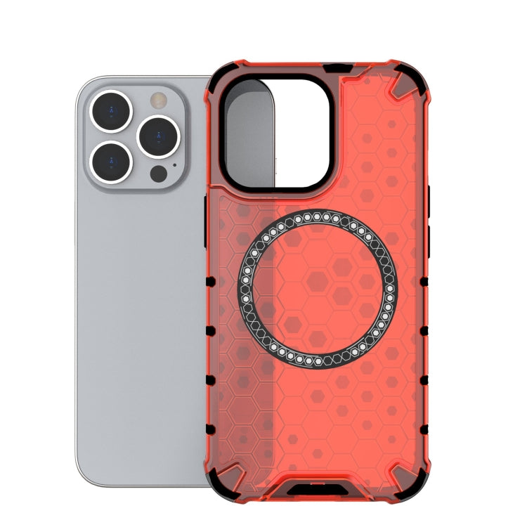 For iPhone 13 Pro Honeycomb Magnetic Ring Shockproof Phone Case