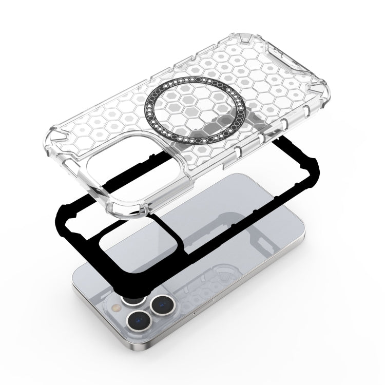 For iPhone 13 Pro Honeycomb Magnetic Ring Shockproof Phone Case