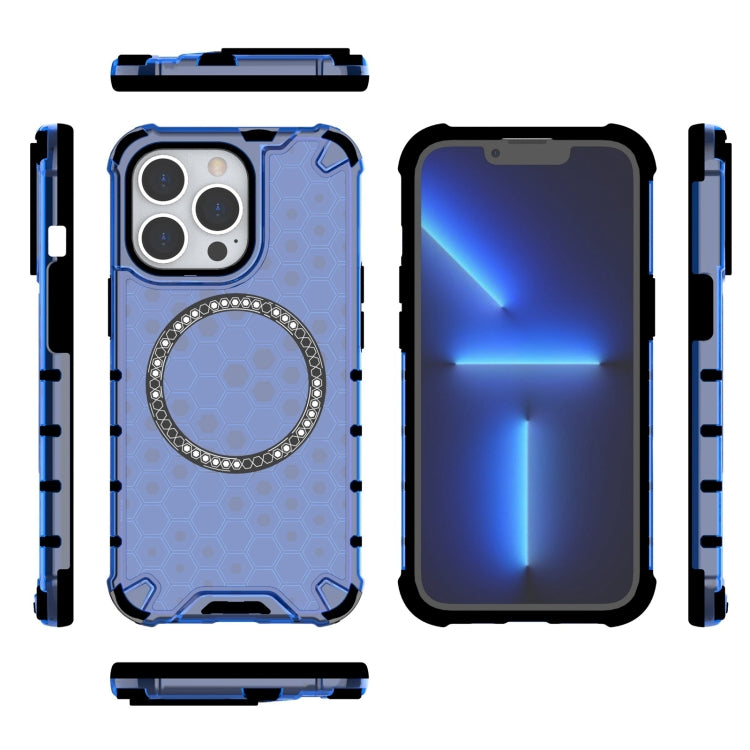 For iPhone 13 Pro Honeycomb Magnetic Ring Shockproof Phone Case