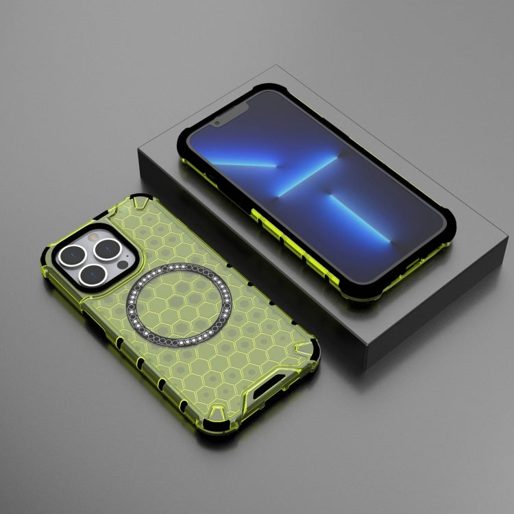For iPhone 13 Pro Honeycomb Magnetic Ring Shockproof Phone Case