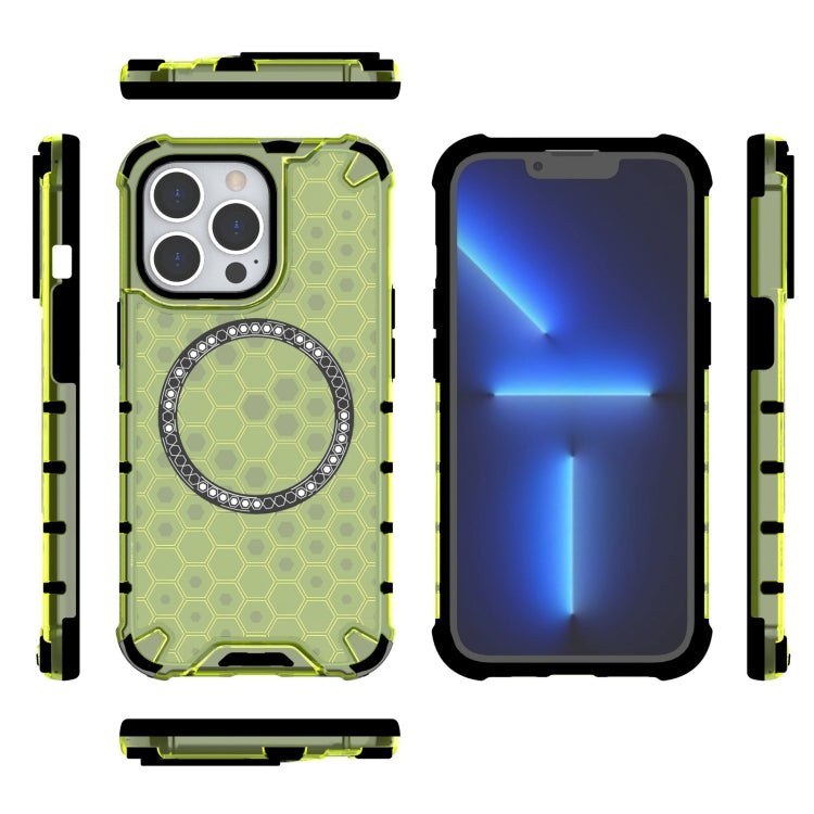 For iPhone 13 Pro Honeycomb Magnetic Ring Shockproof Phone Case