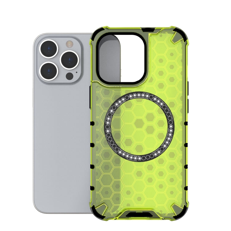 For iPhone 13 Pro Honeycomb Magnetic Ring Shockproof Phone Case