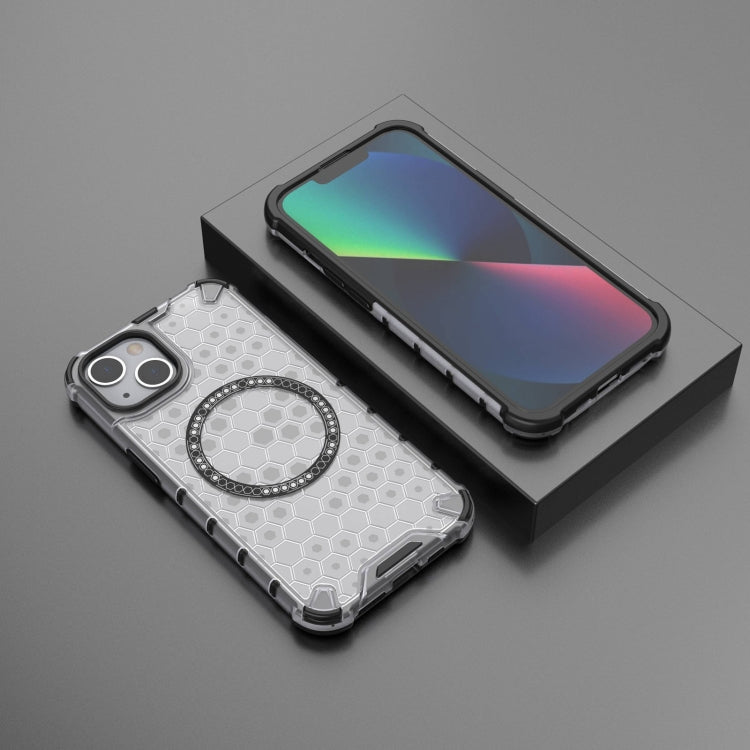 For iPhone 13 Honeycomb Magnetic Ring Shockproof Phone Case