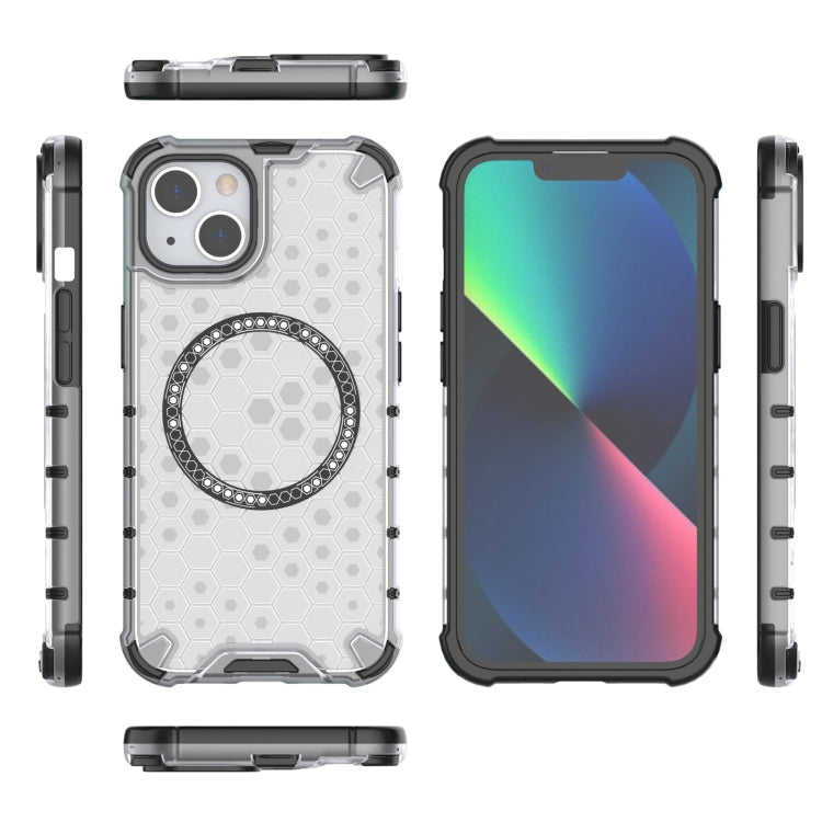 For iPhone 13 Honeycomb Magnetic Ring Shockproof Phone Case