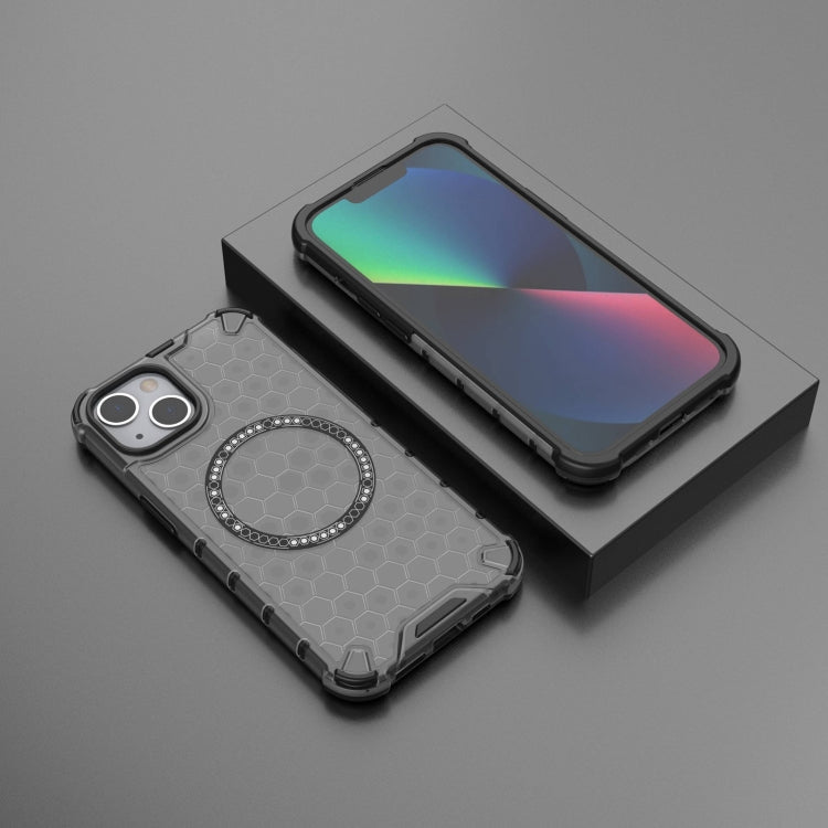 For iPhone 13 Honeycomb Magnetic Ring Shockproof Phone Case