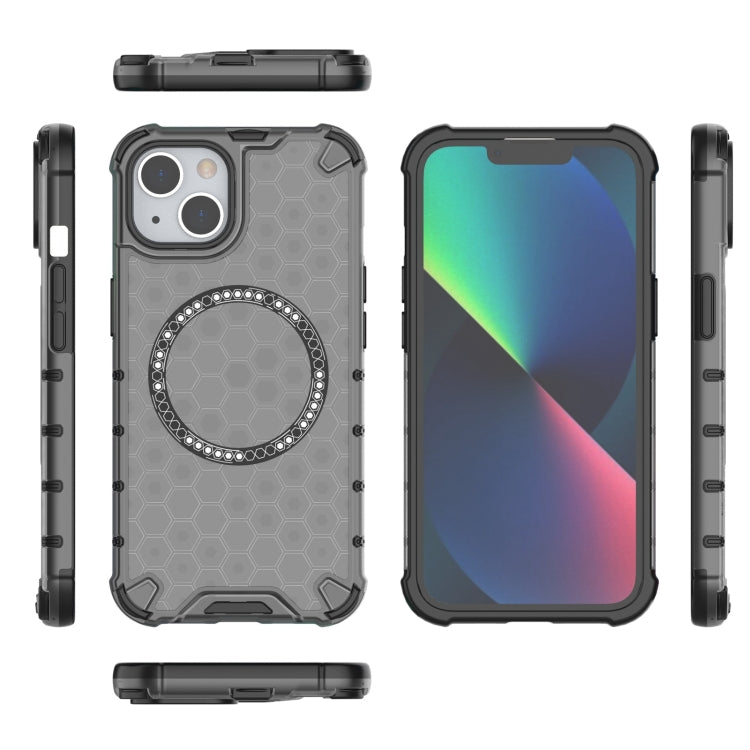 For iPhone 13 Honeycomb Magnetic Ring Shockproof Phone Case