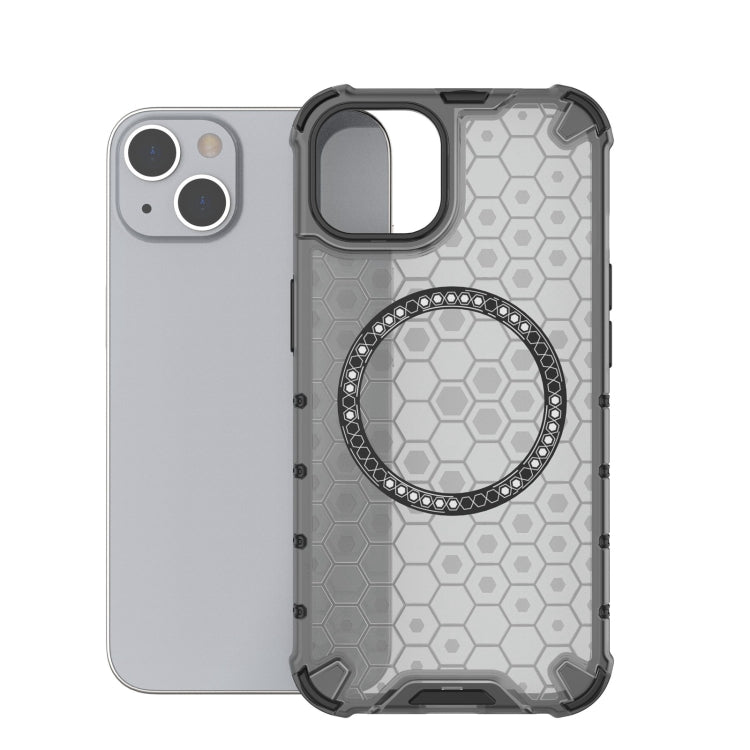 For iPhone 13 Honeycomb Magnetic Ring Shockproof Phone Case