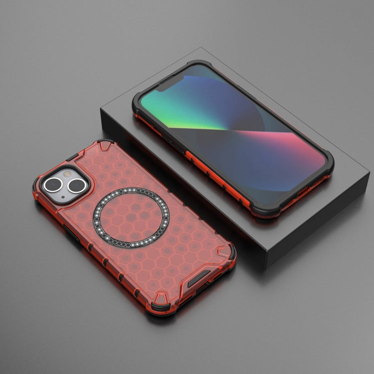 For iPhone 13 Honeycomb Magnetic Ring Shockproof Phone Case