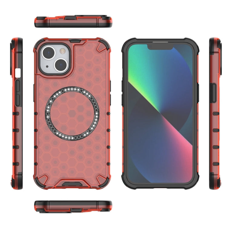 For iPhone 13 Honeycomb Magnetic Ring Shockproof Phone Case