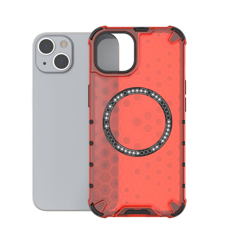 For iPhone 13 Honeycomb Magnetic Ring Shockproof Phone Case