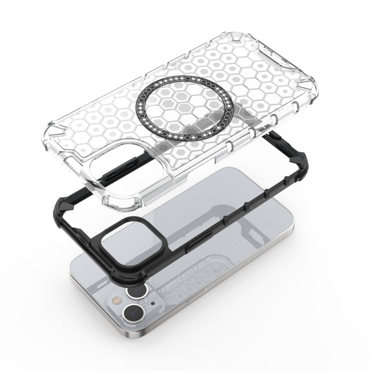 For iPhone 13 Honeycomb Magnetic Ring Shockproof Phone Case