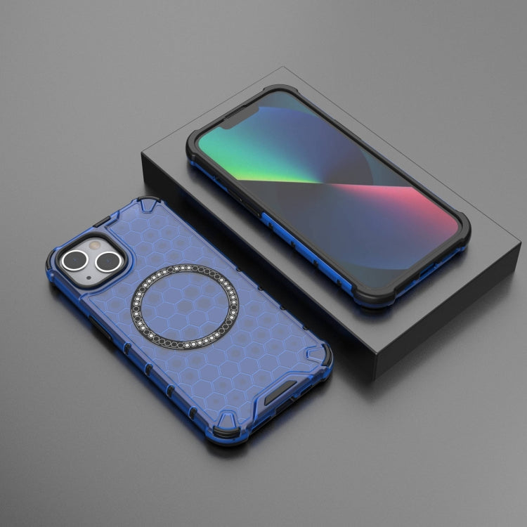 For iPhone 13 Honeycomb Magnetic Ring Shockproof Phone Case