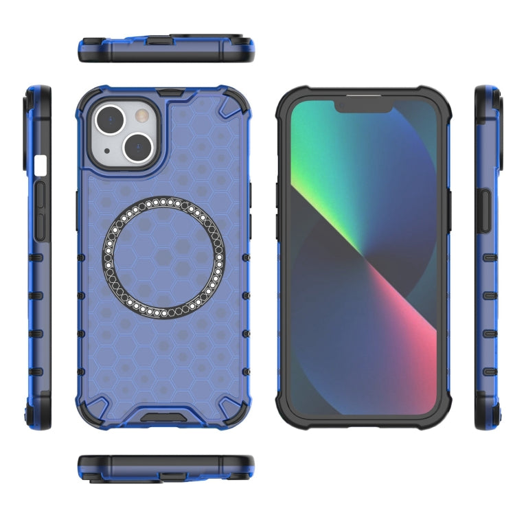 For iPhone 13 Honeycomb Magnetic Ring Shockproof Phone Case