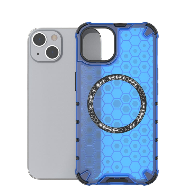 For iPhone 13 Honeycomb Magnetic Ring Shockproof Phone Case