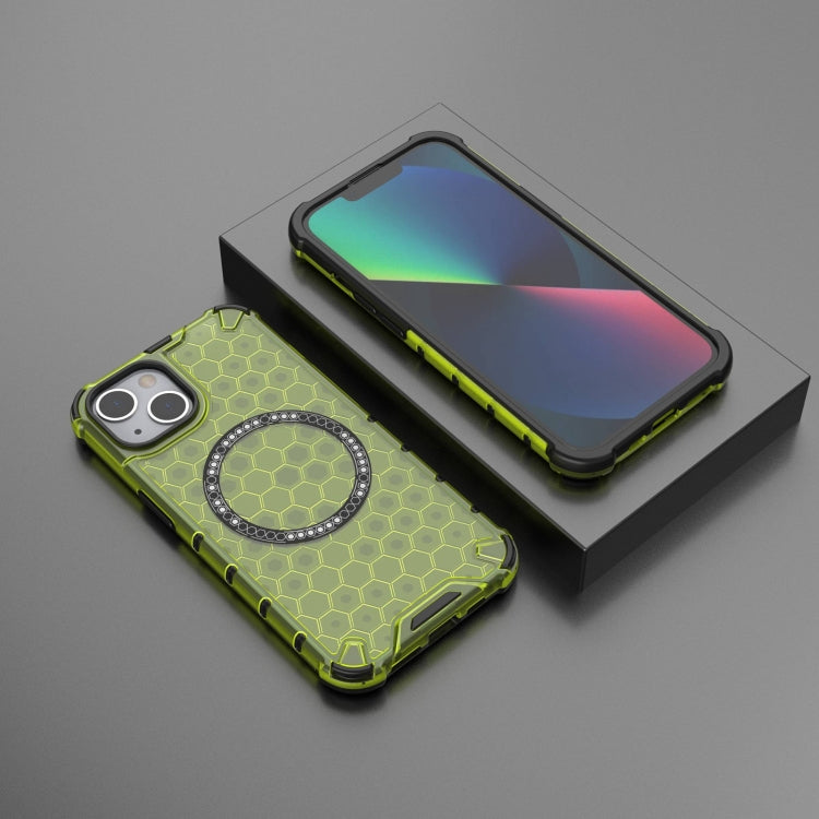 For iPhone 13 Honeycomb Magnetic Ring Shockproof Phone Case