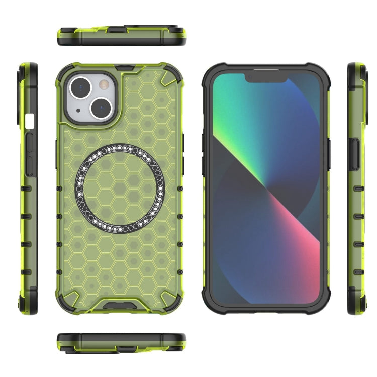 For iPhone 13 Honeycomb Magnetic Ring Shockproof Phone Case