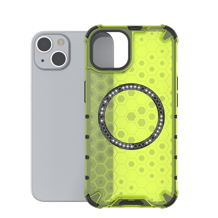 For iPhone 13 Honeycomb Magnetic Ring Shockproof Phone Case