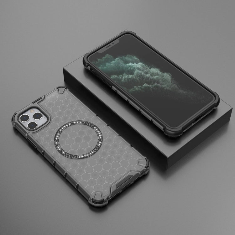 For iPhone 11 Pro Max Honeycomb Magnetic Ring Shockproof Phone Case