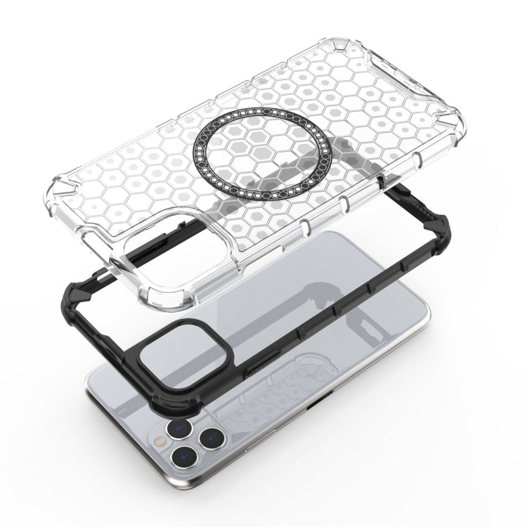 For iPhone 11 Pro Max Honeycomb Magnetic Ring Shockproof Phone Case