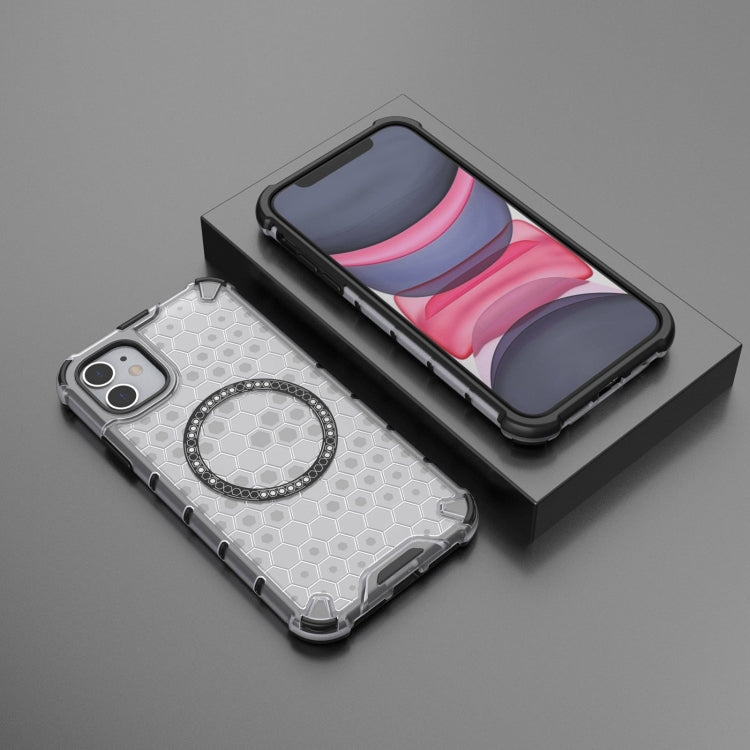 For iPhone 11 Honeycomb Magnetic Ring Shockproof Phone Case