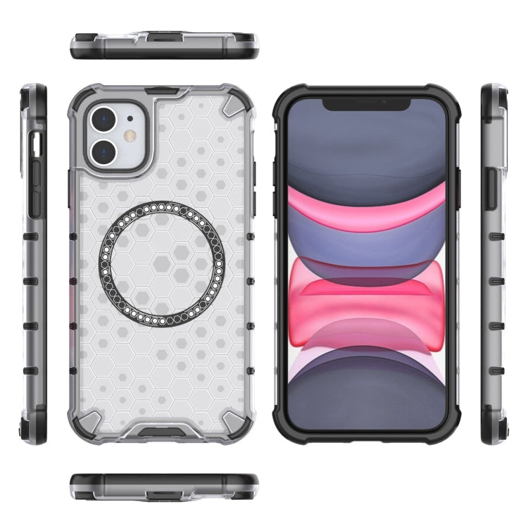 For iPhone 11 Honeycomb Magnetic Ring Shockproof Phone Case