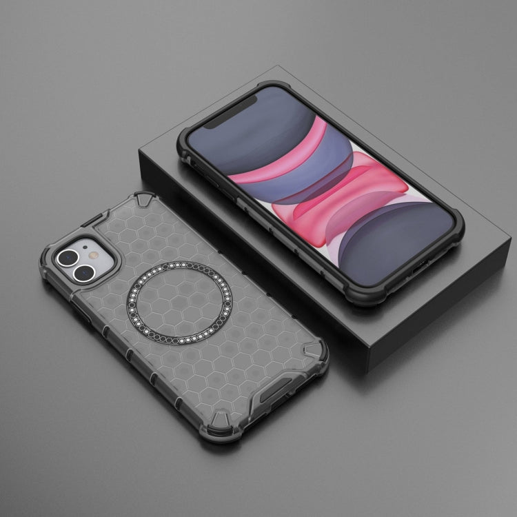 For iPhone 11 Honeycomb Magnetic Ring Shockproof Phone Case