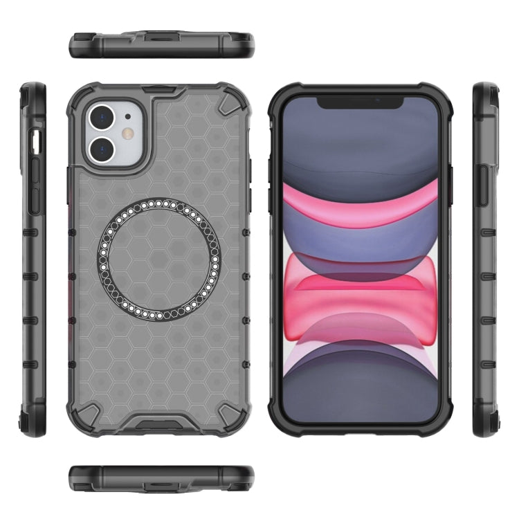 For iPhone 11 Honeycomb Magnetic Ring Shockproof Phone Case