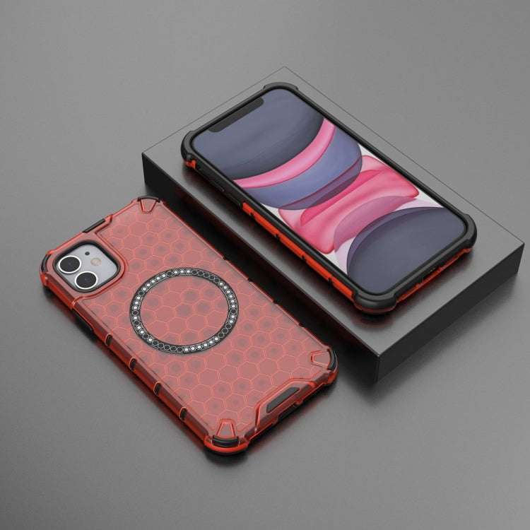 For iPhone 11 Honeycomb Magnetic Ring Shockproof Phone Case