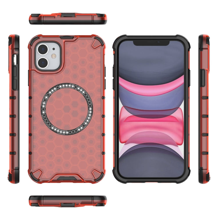 For iPhone 11 Honeycomb Magnetic Ring Shockproof Phone Case