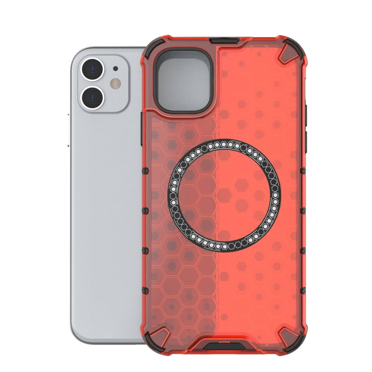 For iPhone 11 Honeycomb Magnetic Ring Shockproof Phone Case