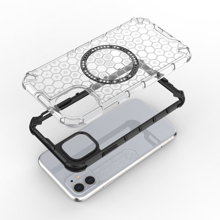 For iPhone 11 Honeycomb Magnetic Ring Shockproof Phone Case