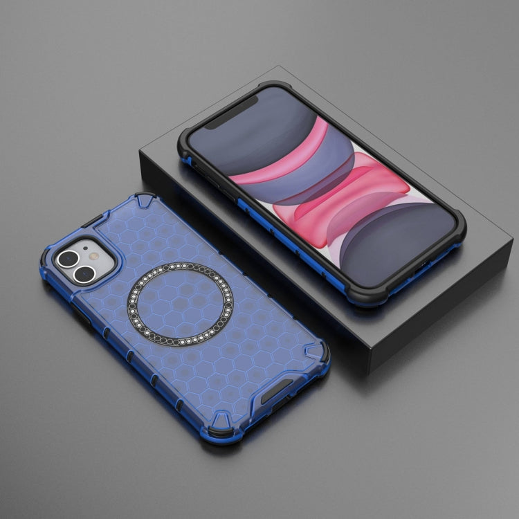 For iPhone 11 Honeycomb Magnetic Ring Shockproof Phone Case