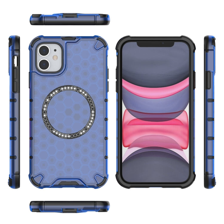 For iPhone 11 Honeycomb Magnetic Ring Shockproof Phone Case