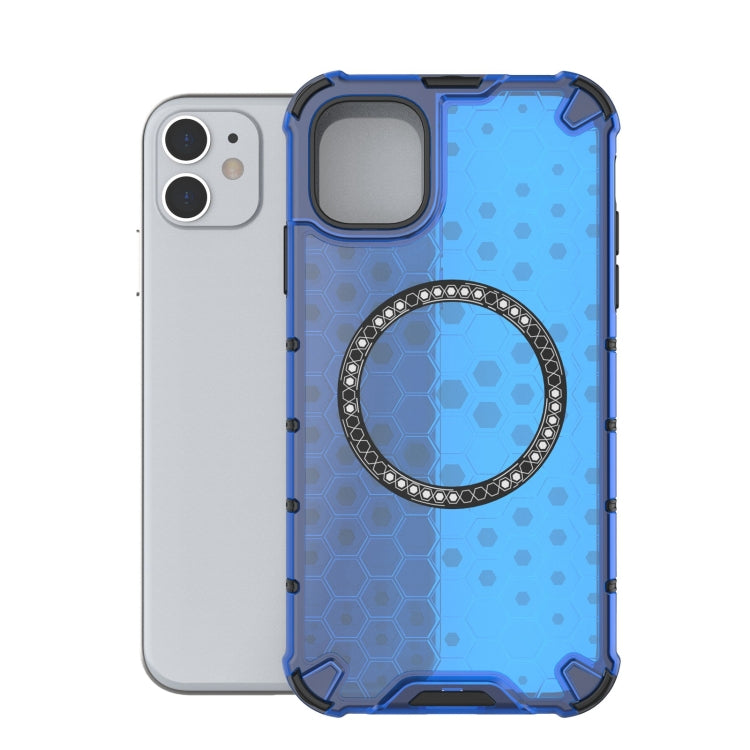 For iPhone 11 Honeycomb Magnetic Ring Shockproof Phone Case