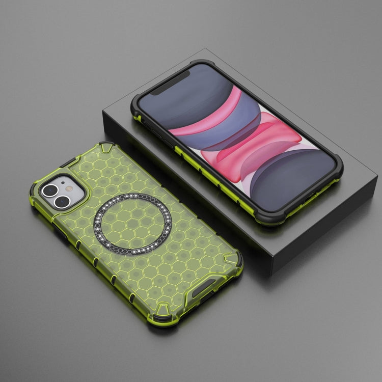 For iPhone 11 Honeycomb Magnetic Ring Shockproof Phone Case